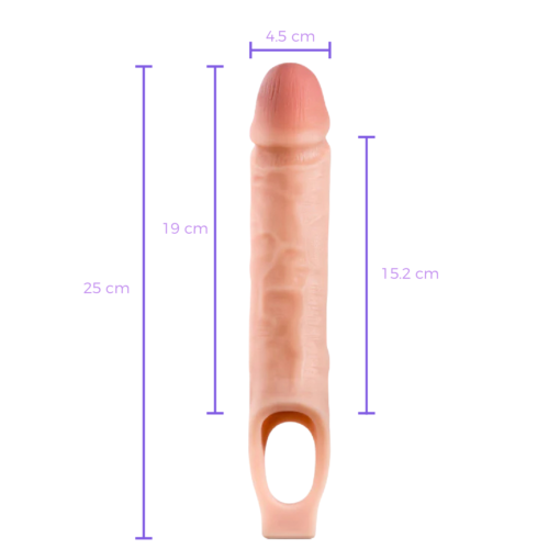 Funda Performance Gruesa para Pene con Sujetador de Testículos 19 cm-medidas