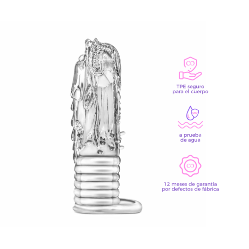 Funda Performance para Pene con Texturizado de Dragón y Sujetador de Testículos 13 cm-información